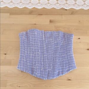 Zara Tweed Corset Top  periwinkle pink white and  Blue